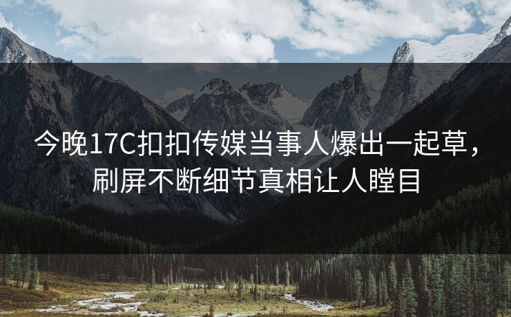 今晚17C扣扣传媒当事人爆出一起草，刷屏不断细节真相让人瞠目